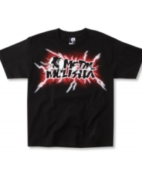 Electrifying. Jolts of lightning on the front of this tee from Metal Mulisha will shock his edgy style. Electrifying. Jolts of lightning on the front of this tee from Metal Mulisha will shock his edgy style.