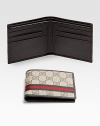 Classic billfold in GG plus fabric with signature web detail.Two billfold compartmentsSix card slotsLeather4W x 3½HMade in Italy
