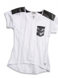 GUESS Kids Girls Big Girl Contrast High-Low Top, WHITE (10/12) GUESS Kids Girls Big Girl Contrast High-Low Top, WHITE (10/12)