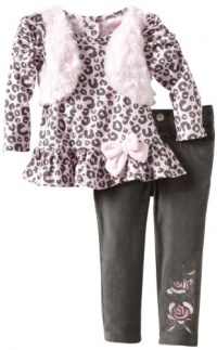 Nannette Baby-Girls Infant 2 Piece Leopard Pant Set, Grey, 24 Months