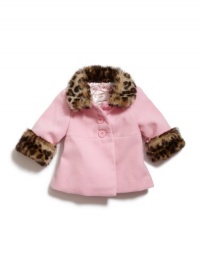 GUESS Kids Girls Jacket With Faux-Leopard Trim, LIGHT PINK (6/9M) GUESS Kids Girls Jacket With Faux-Leopard Trim, LIGHT PINK (6/9M)