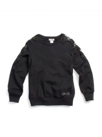 GUESS Kids Girls Lace Trim Sweatshirt, BLACK (7/8) GUESS Kids Girls Lace Trim Sweatshirt, BLACK (7/8)