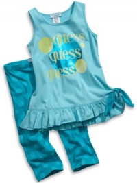 GUESS Kids Girls Little Girl Side-Tie Tank with Dot-Print, AQUA (5/6) GUESS Kids Girls Little Girl Side-Tie Tank with Dot-Print, AQUA (5/6)