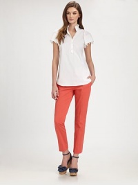 A sleek, ankle-length style with a fit that is so incredible, it's a best-seller.Hook-and-eye closureZip flySlash pocketsFront and back pleatsInseam, about 998% cotton/2% elastaneImportedDry clean Model shown is 5'10 (177cm) wearing US size 4. A sleek, ankle-length style with a fit that is so incredible, it's a best-seller.Hook-and-eye closureZip flySlash pocketsFront and back pleatsInseam, about 998% cotton/2% elastaneImportedDry clean Model shown is 5'10 (177cm) wearing US size 4.