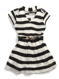 GUESS Kids Girls Striped Sweater Dress with Bow Belt, BLACK (5/6) GUESS Kids Girls Striped Sweater Dress with Bow Belt, BLACK (5/6)