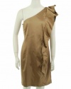 Calvin Klein Ruffle Trim Off Shoulder Dress Caramel 8