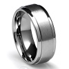 8MM Men's Tungsten Carbide Ring Wedding Band with Flat Brushed Top and Polished Finish Edges (Available in Sizes 8 to 16)