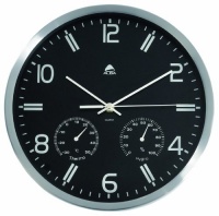 Alba Quartz Weather Wall Clock, Temperature and Hygrometry Functions, Silver Frame, Black Face (HORMET) Alba Quartz Weather Wall Clock, Temperature and Hygrometry Functions, Silver Frame, Black Face (HORMET)