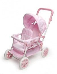 Badger Basket Folding Double Doll Front-to-Back Stroller - Pink/White Badger Basket Folding Double Doll Front-to-Back Stroller - Pink/White