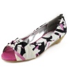 Bamboo Juniper-04 Fuchsia Floral Peep Wedges, Size: 6 M US