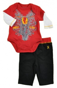 Hurley Baby-boys Newborn Creeper Set, Red, 0-3 Months Hurley Baby-boys Newborn Creeper Set, Red, 0-3 Months