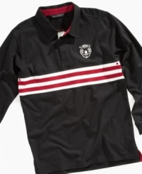 Cosmopolitan ballin'. European style makes this slick rugby polo shirt from Sean John a fresh look. Cosmopolitan ballin'. European style makes this slick rugby polo shirt from Sean John a fresh look.