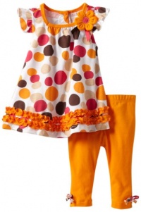 Kids Headquarters Baby-Girls Infant Printed Tunic With Leggings, Orange, 12 Months