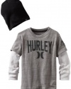 Hurley Boys 2-7 Thunderdome Long Sleeve Tee With Beanie