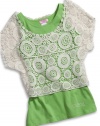 GUESS Kids Girls Big Girl Crochet Top with Tank, TAN (14)