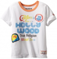 True Religion Boys 2-7 Hollywood Short Sleeve Tee-Faded Carrot Ringer, White, X-Small (2/3)