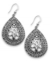 Elaborate embellishment. An intricate textured design sets apart these dramatic drop earrings from Style&co. Set in antique silver tone mixed metal, they'll have an eye-catching effect whenever you wear them. Approximate drop: 1-1/2 inches.