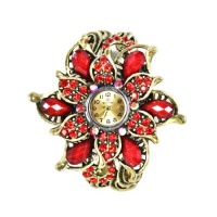 Shihao Gorgeous Flower Women Bracelet Watch WAT-GDRDFLR02 in Goldtone Plate Stunning Red Crystal Beads Floral Design II Shihao Gorgeous Flower Women Bracelet Watch WAT-GDRDFLR02 in Goldtone Plate Stunning Red Crystal Beads Floral Design II