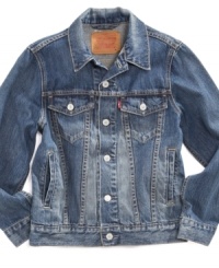 Denim never goes out of style. Keep his style casual and classic with this jacket from Levi's. Denim never goes out of style. Keep his style casual and classic with this jacket from Levi's.