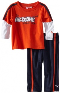 Puma - Kids Baby-boys Infant Awesome Two Piece Set, Orange, 12 Months Puma - Kids Baby-boys Infant Awesome Two Piece Set, Orange, 12 Months
