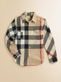 Oversized checks in a classic woven style with sporty chest pockets and sleeve tabs for roll-up options.Spread collar Long sleeves with button tabs and cuffs Front button placket Button flap chest pockets Shirttail hem Cotton; machine wash Imported Please note: Number of buttons may vary depending on size ordered. Please note: Pattern may vary. Oversized checks in a classic woven style with sporty chest pockets and sleeve tabs for roll-up options.Spread collar Long sleeves with button tabs and cuffs Front button placket Button flap chest pockets Shirttail hem Cotton; machine wash Imported Please note: Number of buttons may vary depending on size ordered. Please note: Pattern may vary.