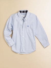 An all-boy version of a shirt dad might wear, in pastel stripes with classic dress-shirt details.Button-down collarButton placketPatch chest pocket with embroidered logoLong sleeves with button cuffsCottonMachine washImported Please note: Number of buttons may vary depending on size ordered. An all-boy version of a shirt dad might wear, in pastel stripes with classic dress-shirt details.Button-down collarButton placketPatch chest pocket with embroidered logoLong sleeves with button cuffsCottonMachine washImported Please note: Number of buttons may vary depending on size ordered.