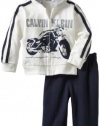 Calvin Klein Boys 2-7 Fleece Hooded Jacket Pant Set, Navy, 3T