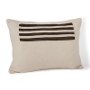 Crowned with a field a bold black stripes, this graphic Calvin Klein decorative pillow adds contemporary chic to any room.