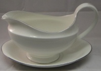 Wedgwood Signet Platinum Gravy Boat W/Underplate