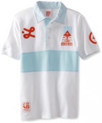 LRG - Kids Boys 8-20 Big Down From Earth Polo Shirt, White, Medium LRG - Kids Boys 8-20 Big Down From Earth Polo Shirt, White, Medium