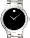 Movado Women's 0606385 Serio Stainless-Steel and Diamond Black Round Dial Watch