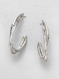 From the Bamboo Collection. Graceful double arcs of bamboo-motif sterling silver twist around one another in these elegant open hoops.Sterling silverDiameter, about 1.5Post backMade in Bali From the Bamboo Collection. Graceful double arcs of bamboo-motif sterling silver twist around one another in these elegant open hoops.Sterling silverDiameter, about 1.5Post backMade in Bali