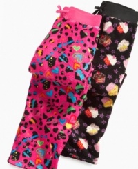 So much more fun-and so much warmer!-than sweatpants: Cupcake- or heart-printed woobie pants from Planet Gold. So much more fun-and so much warmer!-than sweatpants: Cupcake- or heart-printed woobie pants from Planet Gold.