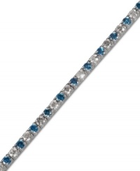 Alternating sparkle makes for the perfect server. EFFY Collection's stunning tennis bracelet features round-cut white diamonds (1-3/8 ct. t.w.) and blue diamonds (1-1/2 ct. t.w.) in 14k white gold. Approximate length: 7 inches. Alternating sparkle makes for the perfect server. EFFY Collection's stunning tennis bracelet features round-cut white diamonds (1-3/8 ct. t.w.) and blue diamonds (1-1/2 ct. t.w.) in 14k white gold. Approximate length: 7 inches.