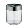 Kitchen box in glass with hermetic lid. Lid in beautiful stainless steel.