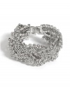 GUESS Silver-Tone Crystal-Encrusted Braided Br