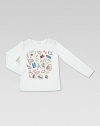 Long-sleeved, cotton tee with Gucci charm print.CrewneckLong sleevesPullover style92% cotton/8% elastaneDry cleanMade in Italy