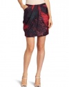 Halston Heritage Women's Draped Faux Wrap Skirt In Monet Cloud Print, Plum, 8