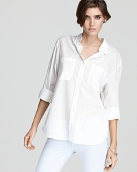 The French Connection button-down: the blank canvas for effortless style. Uptown to downtown, playdates to cocktails--this effortless piece travels through your schedule with easy chic and endless versatility. The French Connection button-down: the blank canvas for effortless style. Uptown to downtown, playdates to cocktails--this effortless piece travels through your schedule with easy chic and endless versatility.