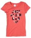 Every Roxy girl is just plain rad when proudly wearing this graphic tee.