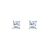 14K White Gold 4mm Princess CZ Solitaire Basket Stud Earrings with Screw-back for Children and Women