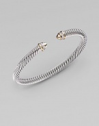 From the Color Classic Collection. A signature Yurman cable of sterling silver, richly enhanced by accents of 18k gold and bands of pavé diamonds encircling the end caps. Diamonds, 0.09 tcw Sterling silver and 18k yellow gold Cable, 5mm Diameter, about 2½ Made in USA