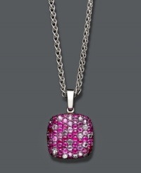 Polish your look in pretty pink hues. Balissima by Effy Collection pendant features a square design that highlights dozens of round-cut rubies (1-5/8 ct. t.w.) and pink sapphires (1-5/8 ct. t.w.). Setting and chain crafted in sterling silver. Approximate length: 18 inches. Approximate drop: 1/2 inch. Polish your look in pretty pink hues. Balissima by Effy Collection pendant features a square design that highlights dozens of round-cut rubies (1-5/8 ct. t.w.) and pink sapphires (1-5/8 ct. t.w.). Setting and chain crafted in sterling silver. Approximate length: 18 inches. Approximate drop: 1/2 inch.