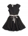 GUESS Kids Girls Lace Dress with Tie, BLACK (10/12)