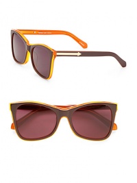 Be laid-back and cool with these lightweight acetate frames. Available in brown/crystal orange with brown lens. Arrow accented temples100% UV protectionImported Be laid-back and cool with these lightweight acetate frames. Available in brown/crystal orange with brown lens. Arrow accented temples100% UV protectionImported