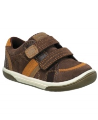 He can toddle with fresh style in these comfy sneakers from Stride Rite, with rounded edges to limit stumbles and falls. He can toddle with fresh style in these comfy sneakers from Stride Rite, with rounded edges to limit stumbles and falls.