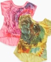 She can decorate her look with the dreamy style of these tie-dye graphic tees from Sugar Tart.