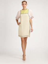 Pastel panels of supple silk, edged with graphic contrast piping.Jewel necklineShort sleevesContrast pipingPanel constructionBack zipAbout 24 from natural waistSilkDry cleanMade in Italy of imported fabricModel shown is 5'11 (180cm) wearing US size 4.OUR FIT MODEL RECOMMENDS ordering true size. Pastel panels of supple silk, edged with graphic contrast piping.Jewel necklineShort sleevesContrast pipingPanel constructionBack zipAbout 24 from natural waistSilkDry cleanMade in Italy of imported fabricModel shown is 5'11 (180cm) wearing US size 4.OUR FIT MODEL RECOMMENDS ordering true size.