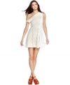 Contrasting lace & a one-shoulder style adds a modern edge to this otherwise sweetly spring RACHEL Rachel Roy dress!