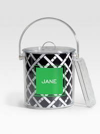 A double-walled Lucite container makes an ideal poolside or dinner table attraction. Simply remove the personalized insert for easy cleaning. Includes lid and tongs 10H X 6 diam. Hand wash ImportedFOR PERSONALIZATION Select a quantity, then scroll down and click on PERSONALIZE & ADD TO BAG to choose and preview your monogramming options. Please allow 2 weeks for delivery.